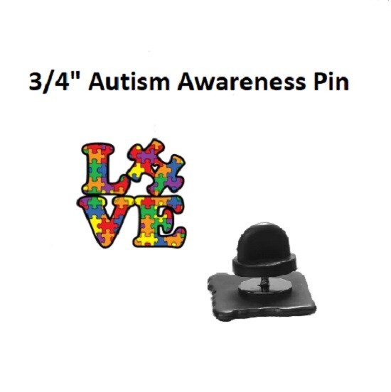 AUTISM AWARENESS LOVE Puzzle 3/4″ Metal and Enamel Vest Lapel Hat Pin (#P121)