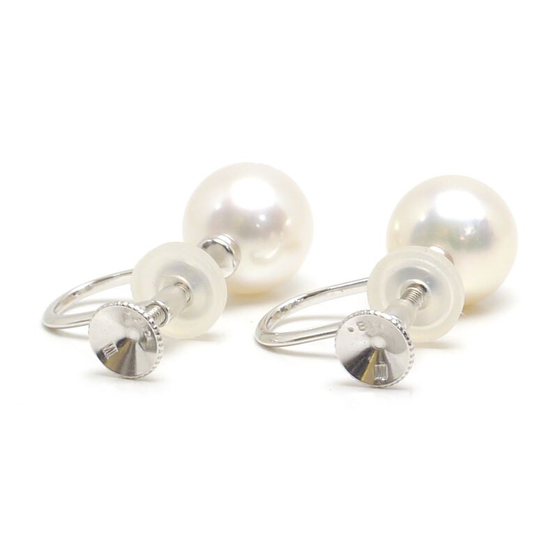 MIKIMOTO Pearl Earrings K18WG Pearl Approx. 7.3-7.5mm Screw Back 2.3g Height App