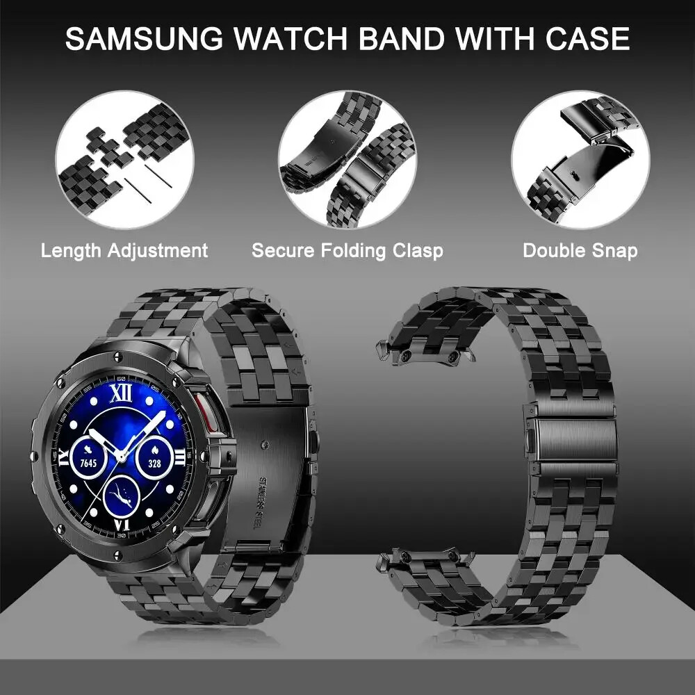 Metal Modification Kit Case Strap for Samsung Galaxy Watch 5 Pro 45mm Steel Band
