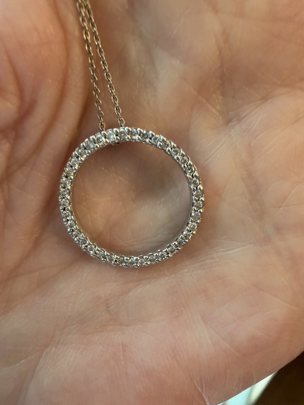 Roberto Coin Tiny Treasures Diamond Pendant Necklace 18K White Gold 0.09ct 18″