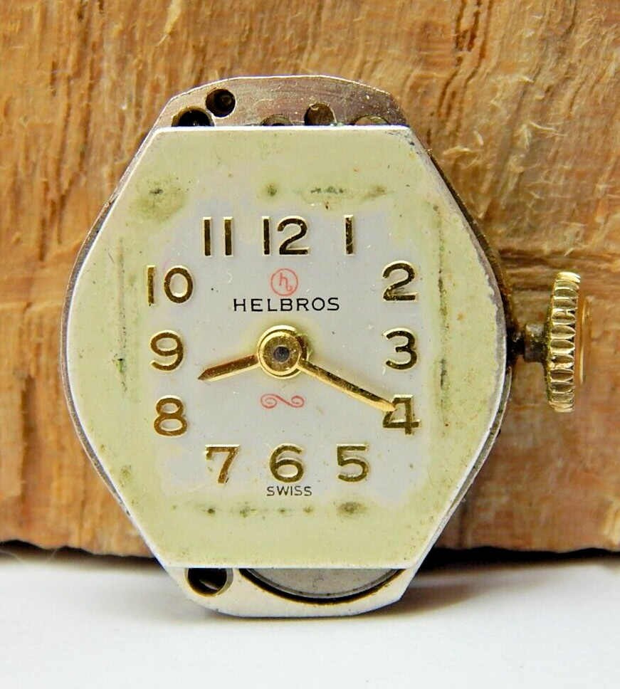 Vintage Helbros 69-21 ST 7 jewel ladies wrist watch movement with good Balance