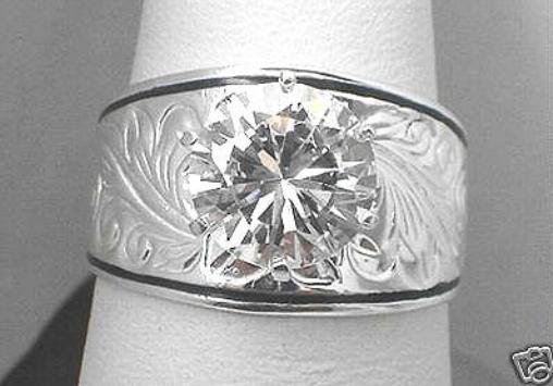 13MM SOLID 925 SILVER HAWAIIAN ORCHID FERN SCROLLS 5.07CTS CZ ENAMEL RING 4.5-13