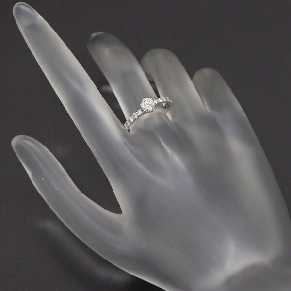 Brand New Pt900 Diamond Ring 0.402ct LY VS2 EX D0.28ct Free Shipping from Japan