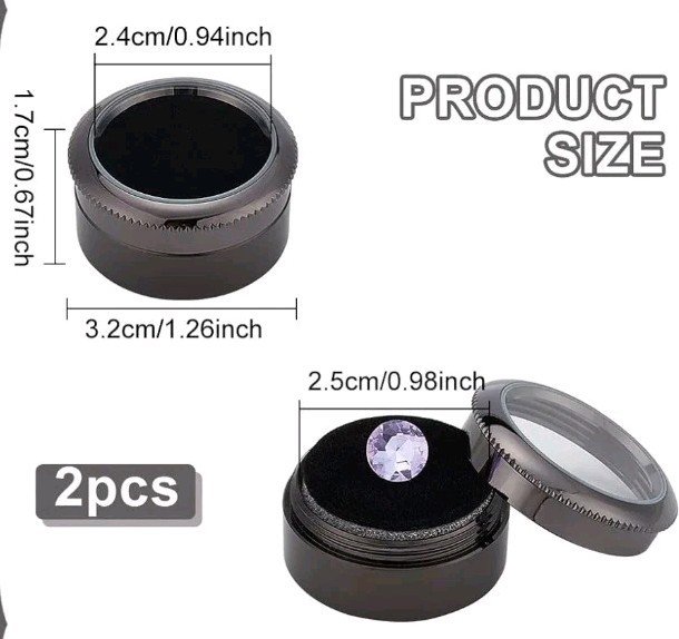 BENECREAT 2pcs Diamond Display Case Gemstone Display Box Gunmetal Alloy Loose Di
