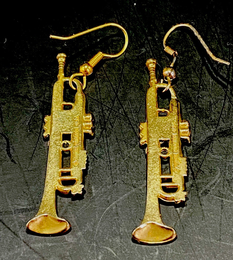 Vintage Trumpet Dangle Earrings Goldtone 2 “, Future Primitive USA Music Lover