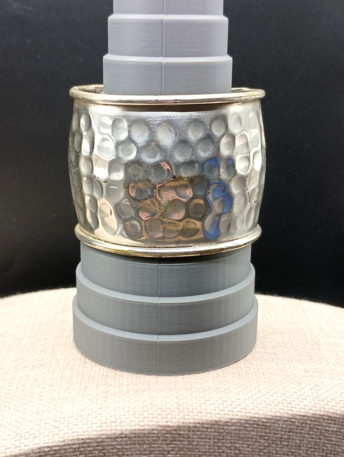 Mens Cuff Bracelet Hammered Silver Tone Open Bangle Wide 2.25” Size 7-9 Adjusts