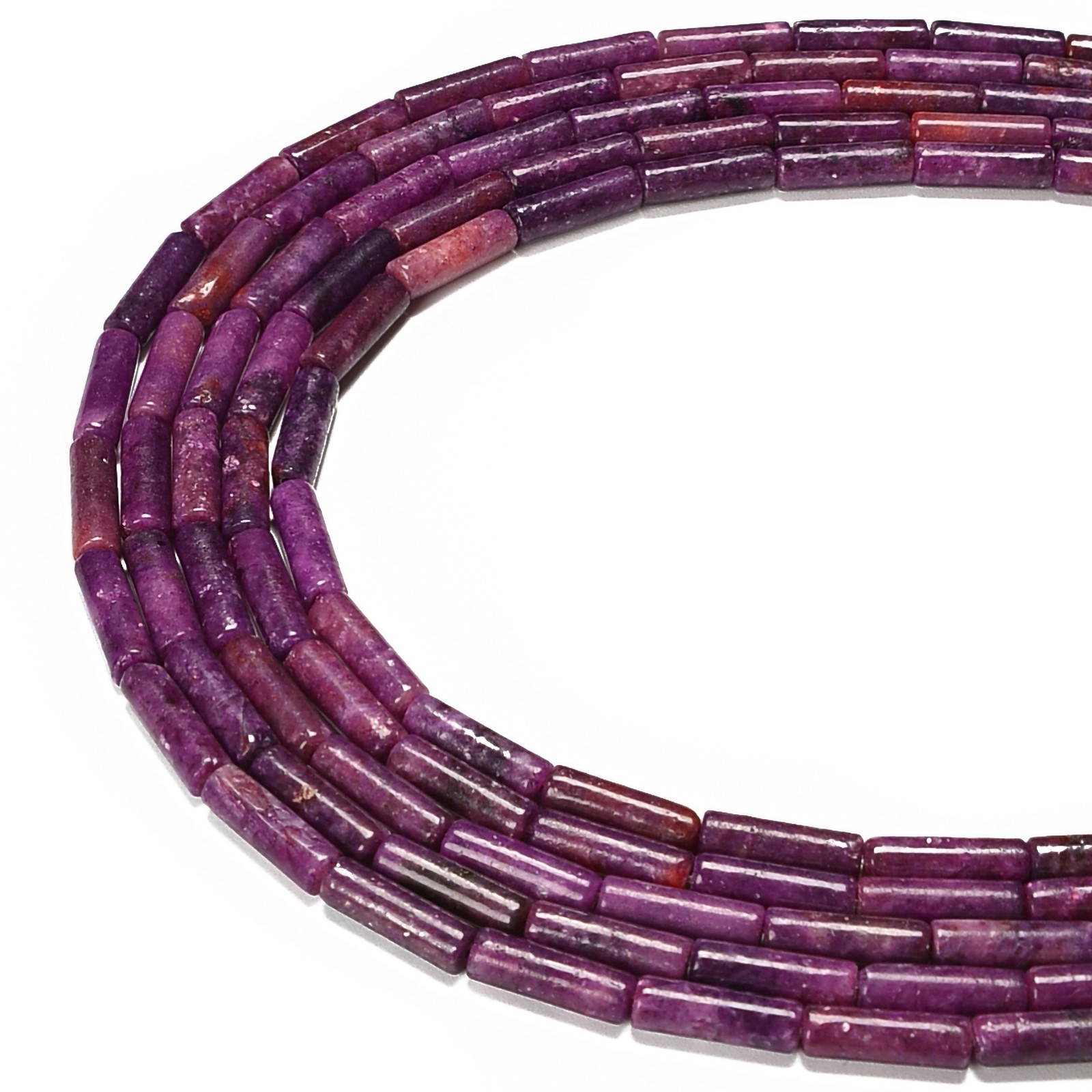 Purple Lepidolite Round Tube Beads Size 4x13mm 15.5” Strand (4x13mm)