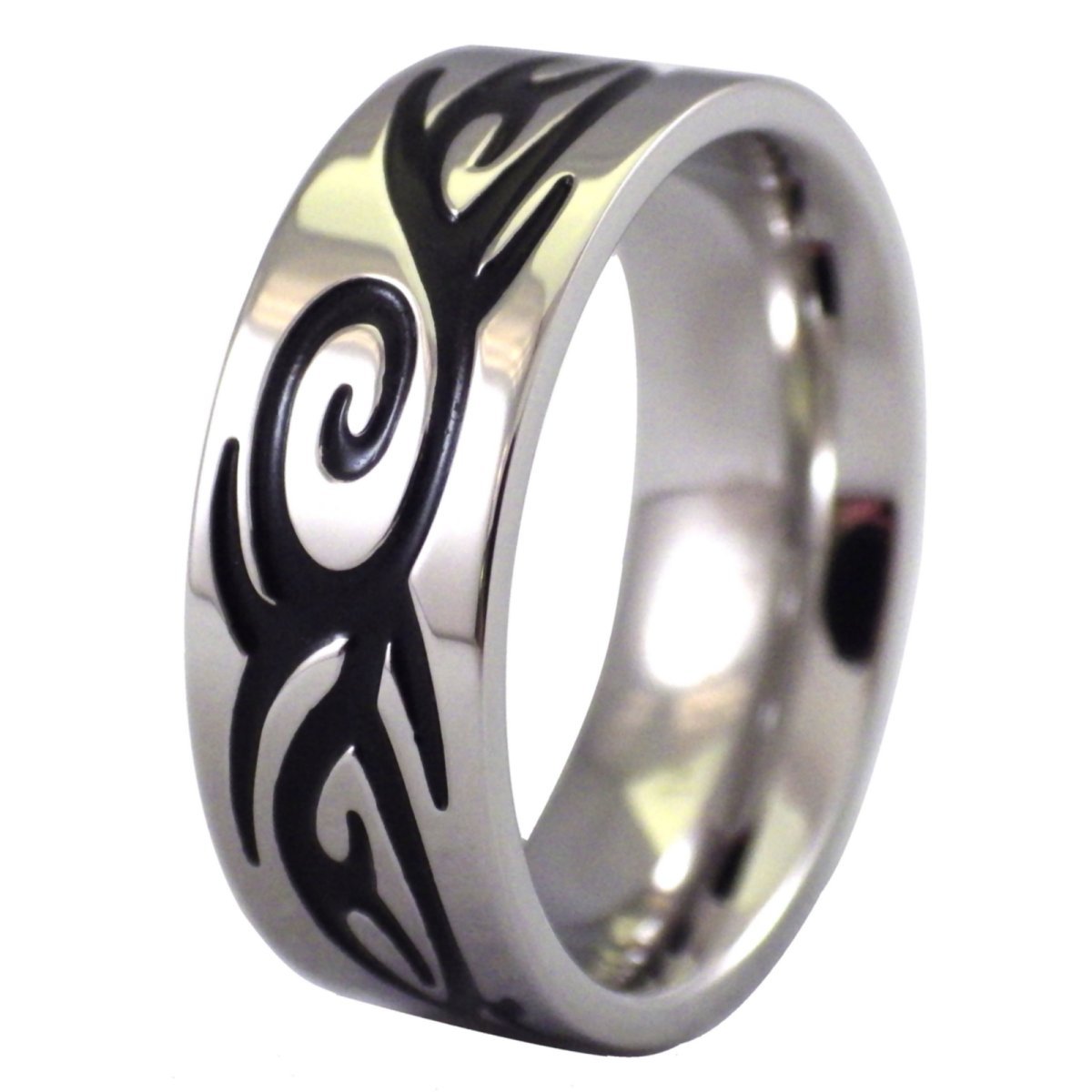 Viking Tattoo Band Mens Stainless Steel Cybergoth Cosplay Norse Ring Sizes 12-13