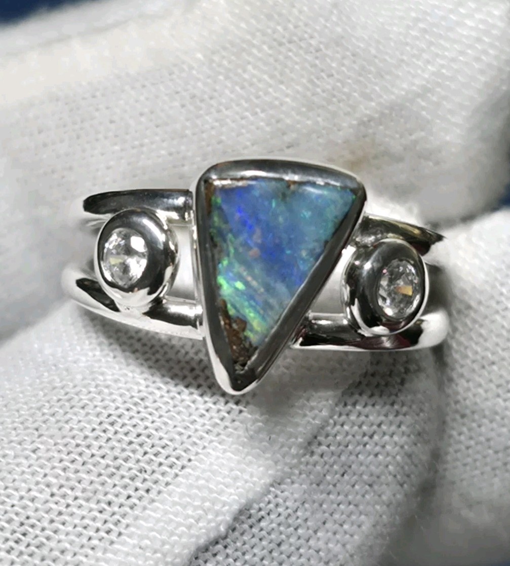 Australian Made Boulder One Off Opal 925 Sterling Silver Ring Unique