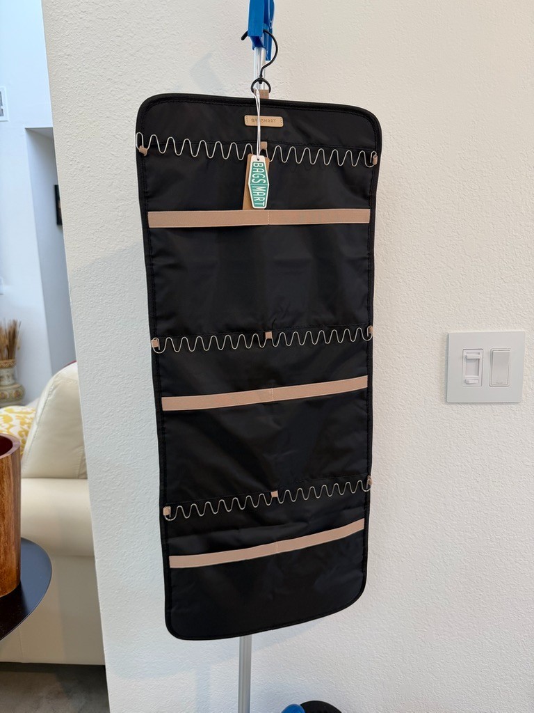 BAGSMART Hanging Jewelry Organizer Storage Roll w Hanger, Hooks, Double-Side