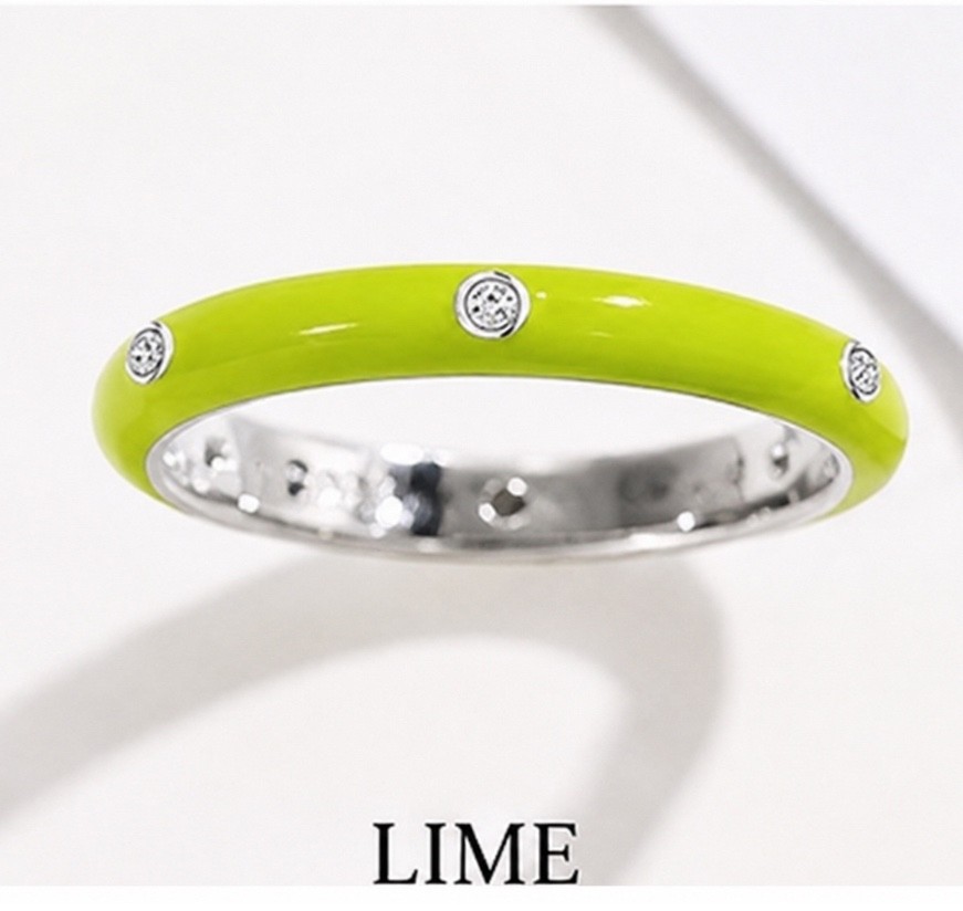 Stackable Enamel Ring with Stone Colorful Womens Fashion Ring Teens Gift Color
