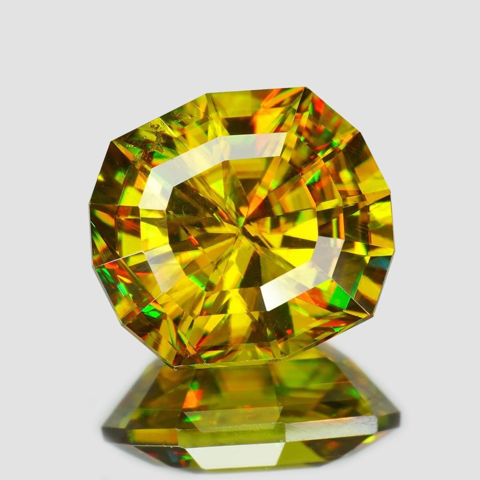 Natural Full Fire Sphene Titanite 6 Ct Cushion Cut Certified Loose Gemstone