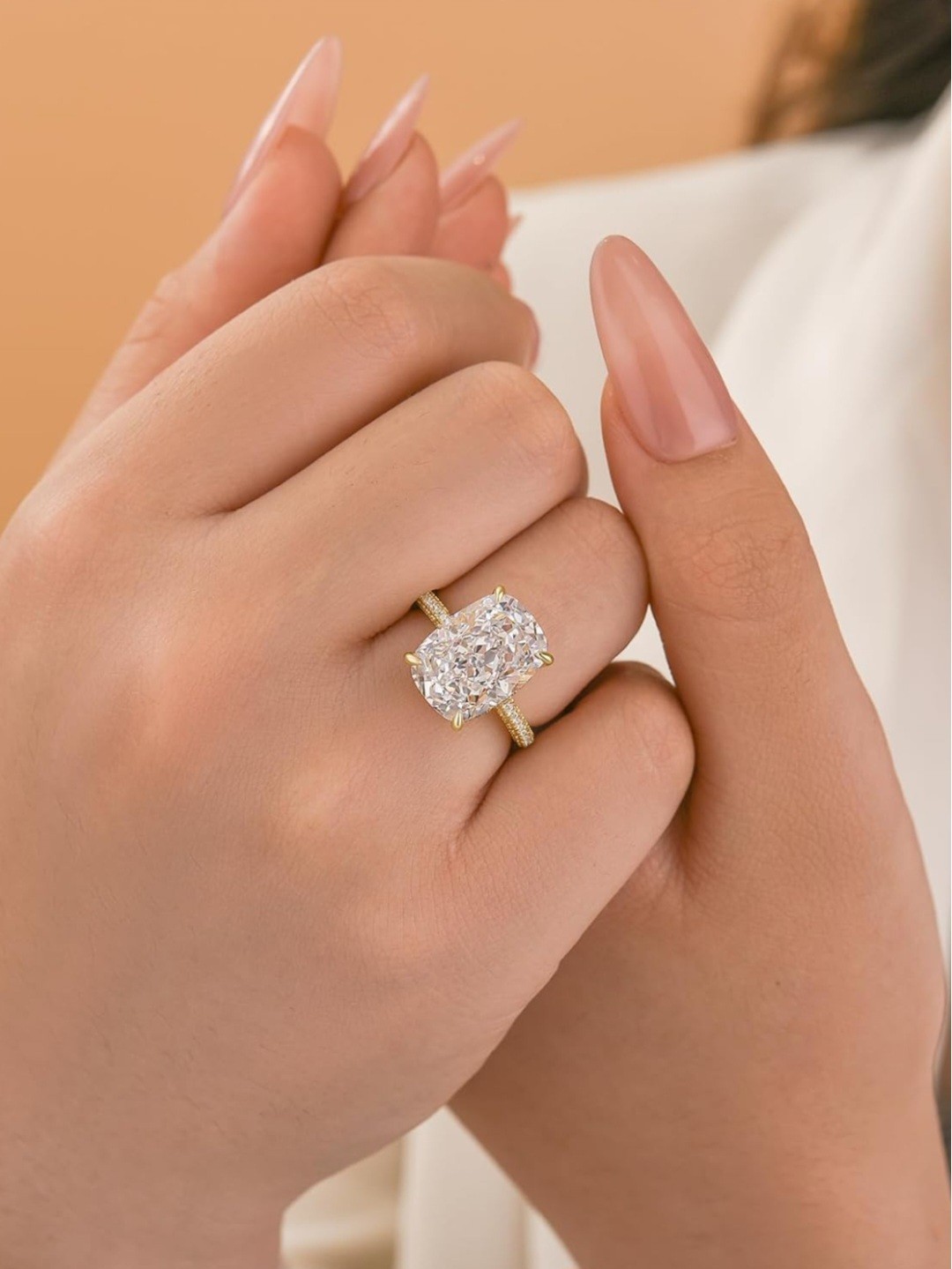 Rodiffy 7 CT. Elongated Cushion Cut CZ. Size. 6 S925 Sterling Silver