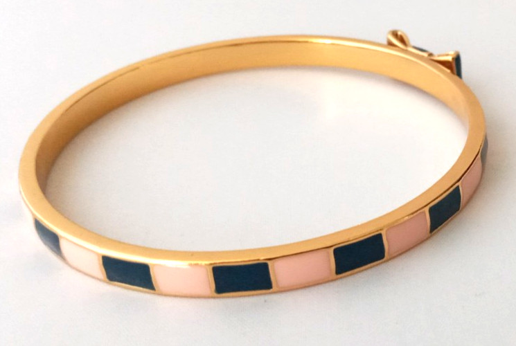 KATE SPADE New York Enamel Bow Pink Navy Bangle Bracelet