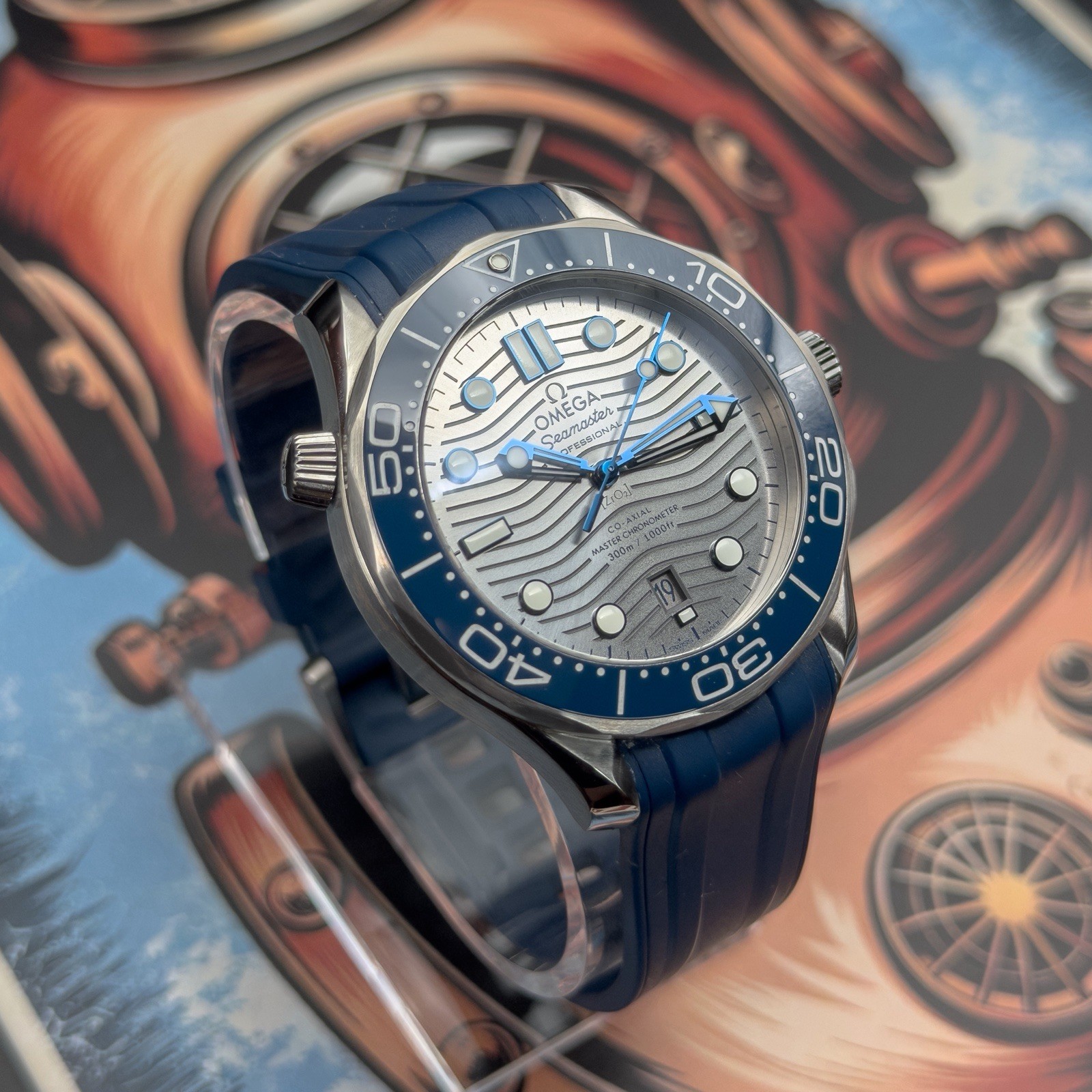 OMEGA Seamaster Diver 300M Grey Dial Blue Bezel 210.32.42.20.06.001 – FULL SET