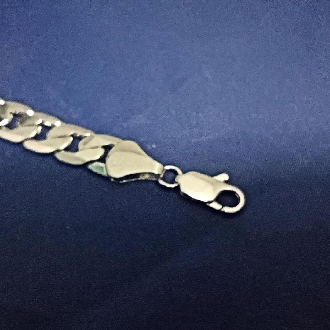 CUBAN LINK ANKLET OR BRACELET BRIGHT SILVER RHODIUM PLATED 8 inch 9.5mm