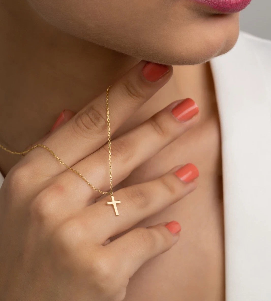 Cross Necklace for Women 18K Real Gold Silver Plated Dainty Small Cross Pendant