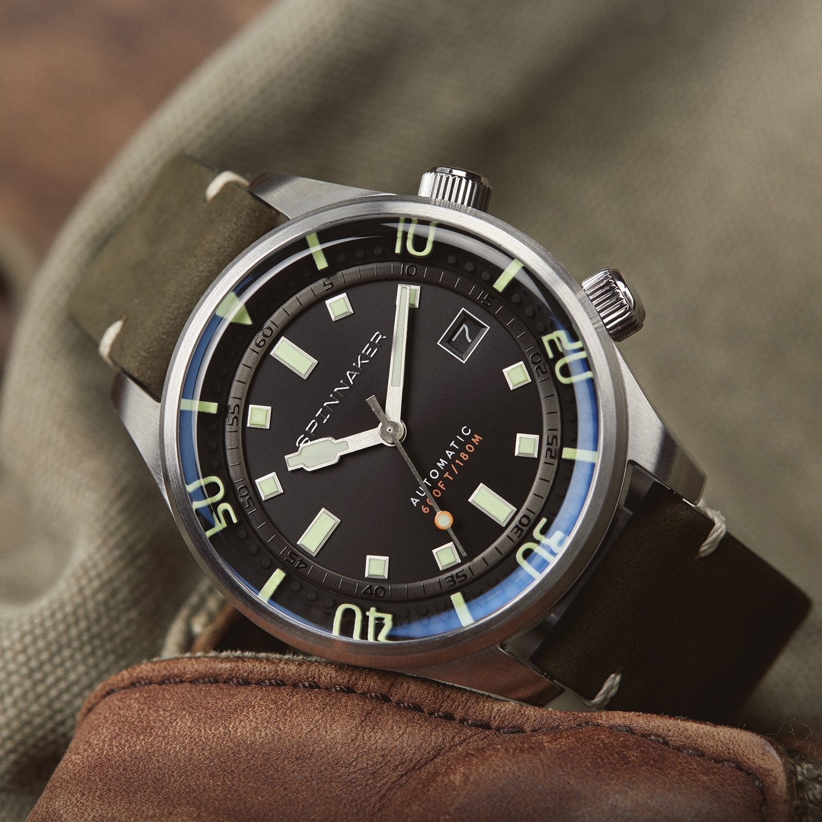 Spinnaker Bradner Black / Green / Leather | Black Dial 42mm Japanese Automatic W