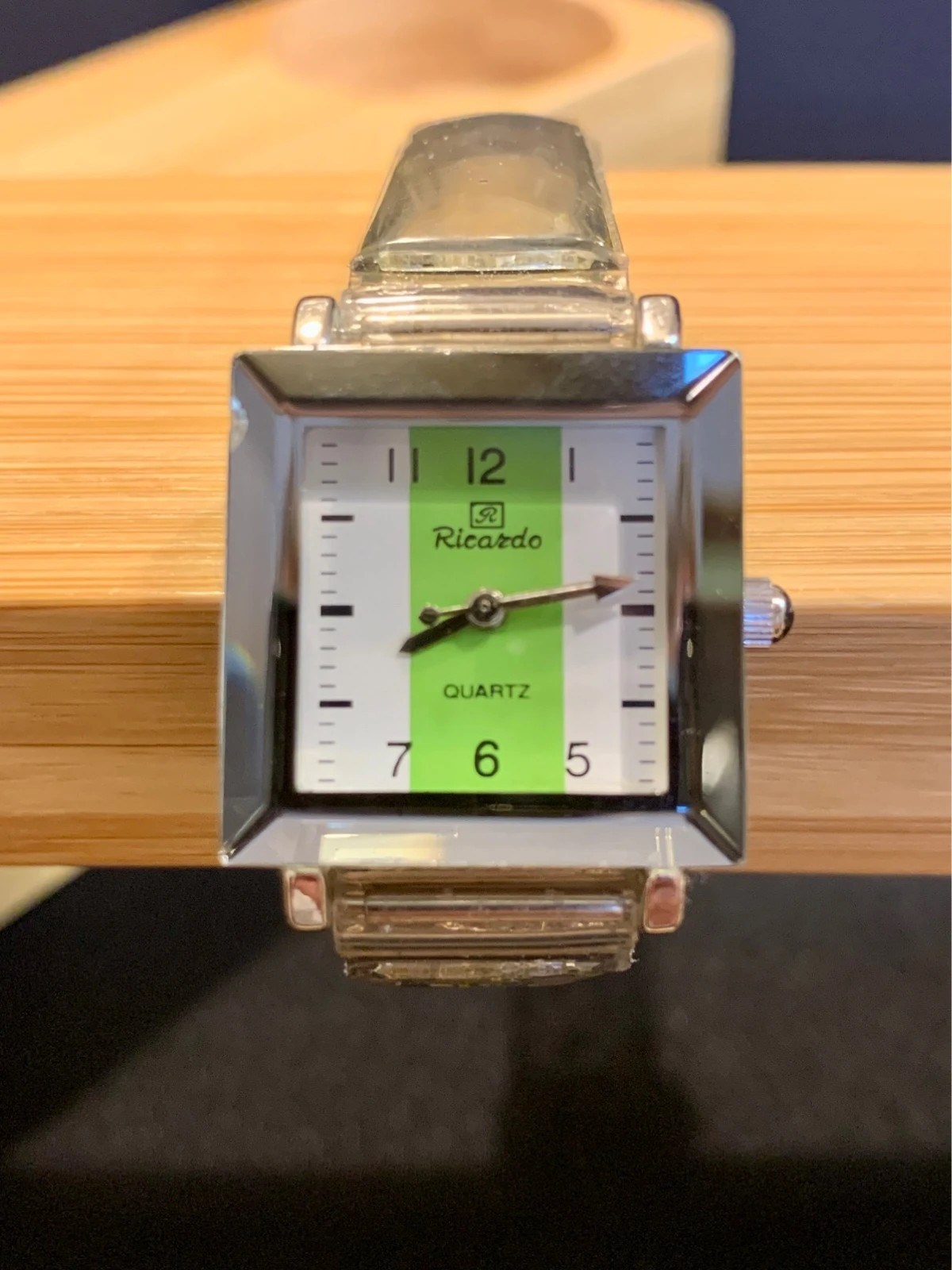 Ricardo Ladies Square Watch Green Dial Glitter Strap 23mm