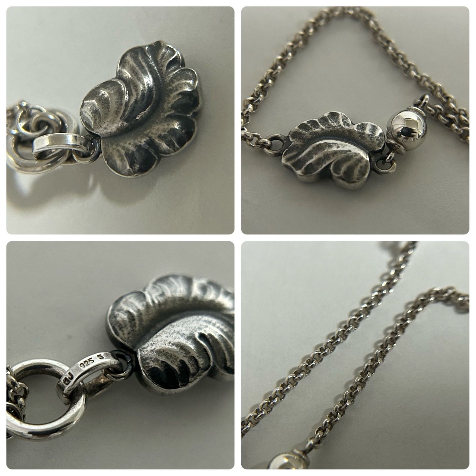 Georg Jensen Leaf Station Necklace 925 Sterling Silver 52cm