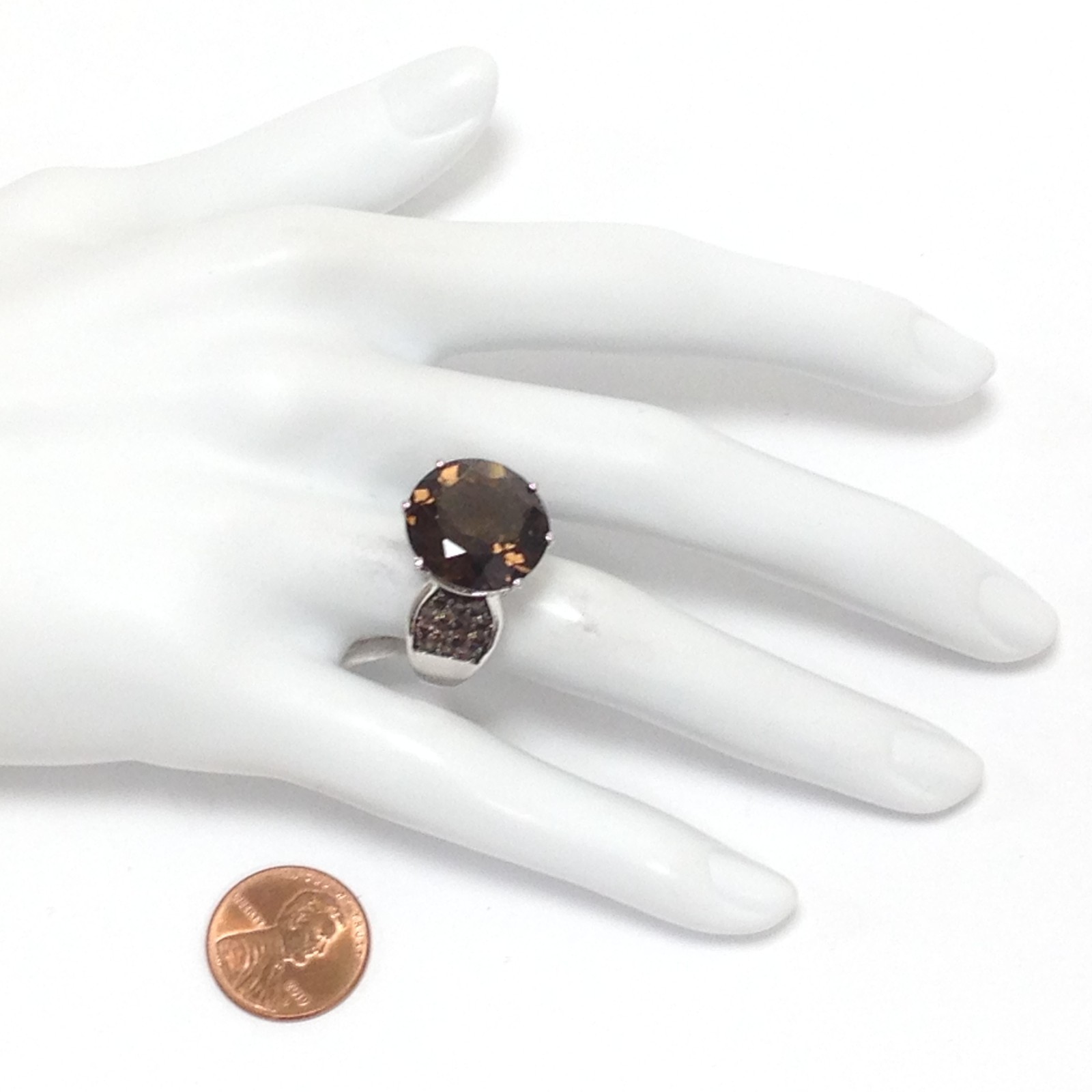 BBJ Bangkok Ratnaraj Sterling Silver Smoky Quartz Gemstone Statement Ring Sz 8