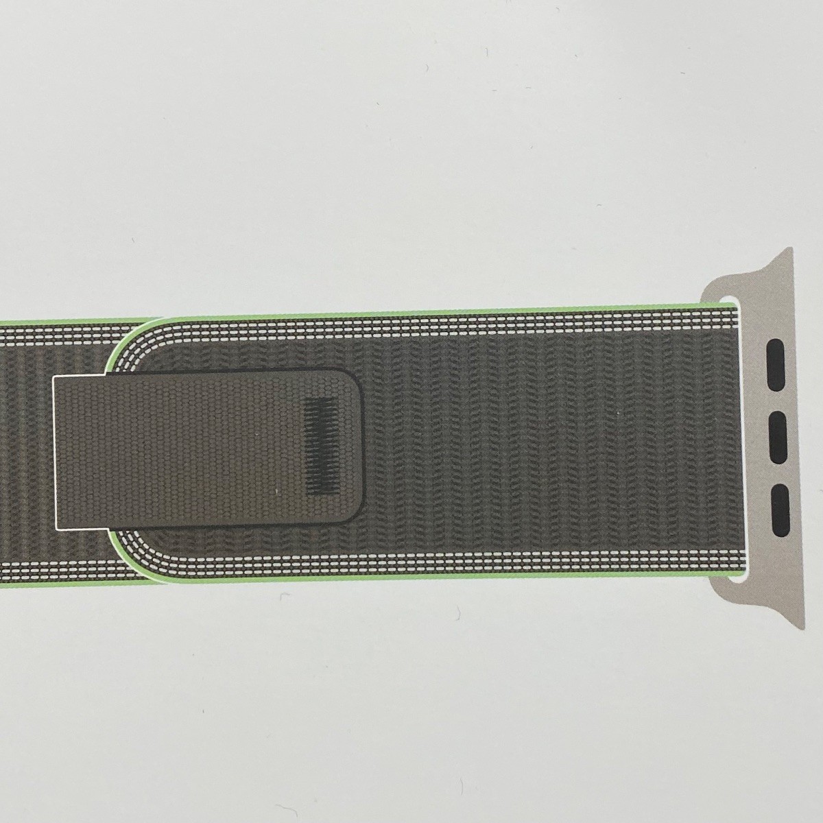 Apple Watch Strap Band 49mm Green Neon Trail Loop Natural Titanium Finish S/M
