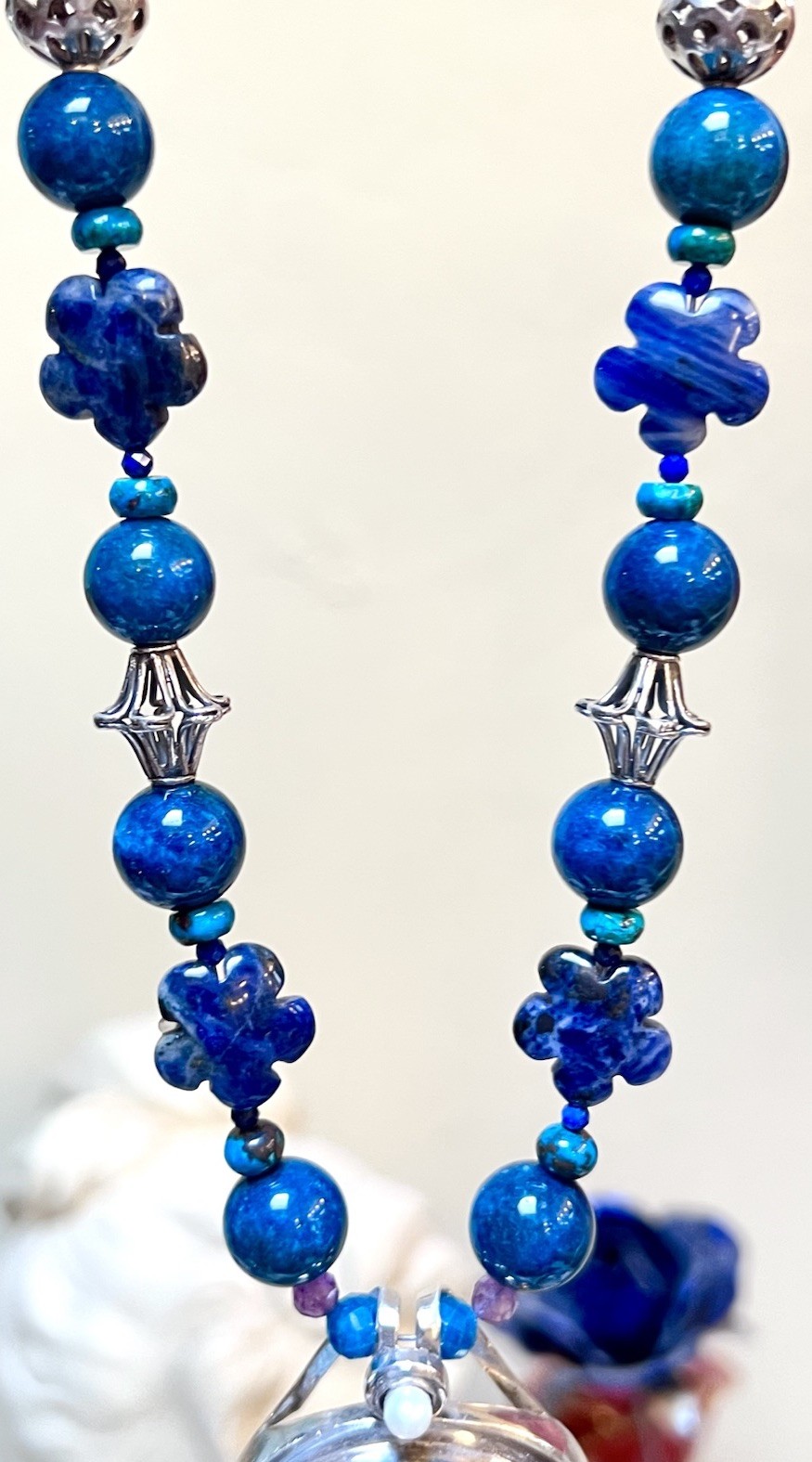 GORGEOUS Artisan Sterling Silver Azurite, Chrysocolla, Lapis, Etc. Necklace