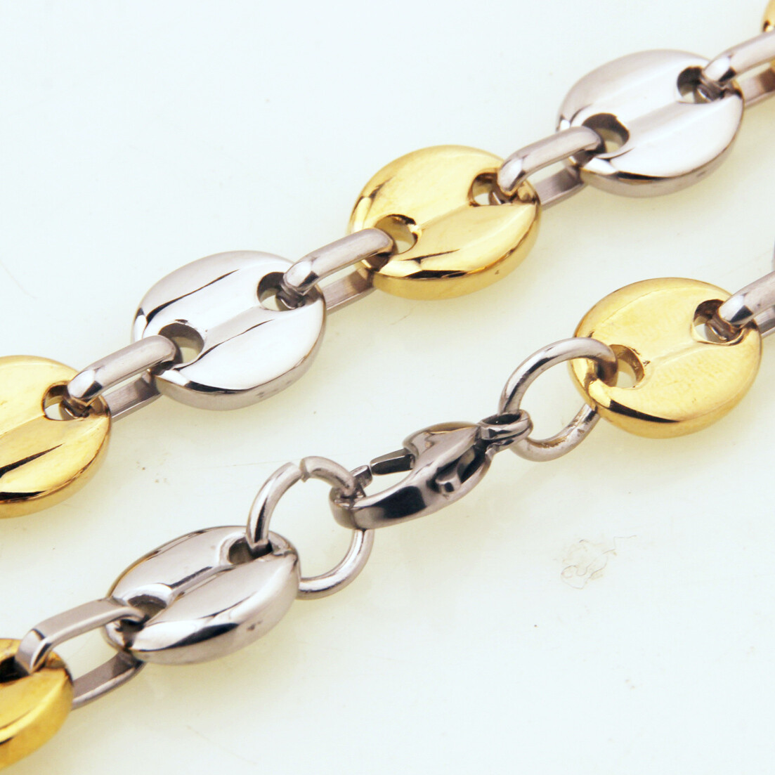 7/9/11mm Top Quality Men Women Stainless Steel Coffee Bean Beads Chain Necklace