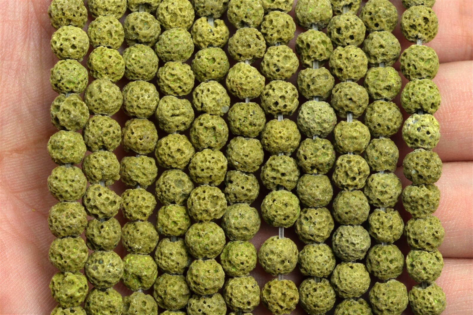 6MM Natural Mustard Yellow Volcanic Lava Beads Grade AB Round Loose Beads