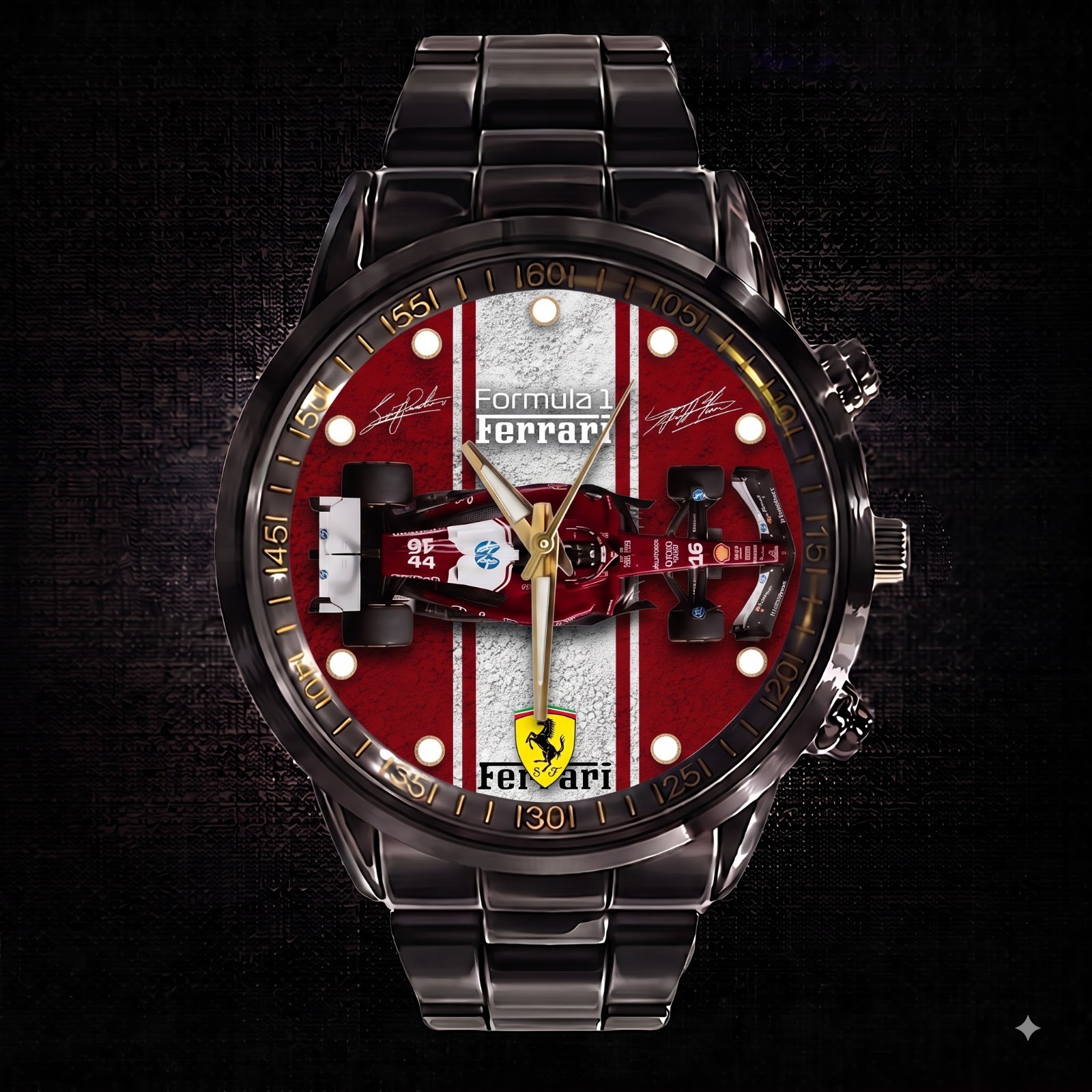 Personalized Ferrari Italian Racing Stainless Steel Watch Motorsport Gift
