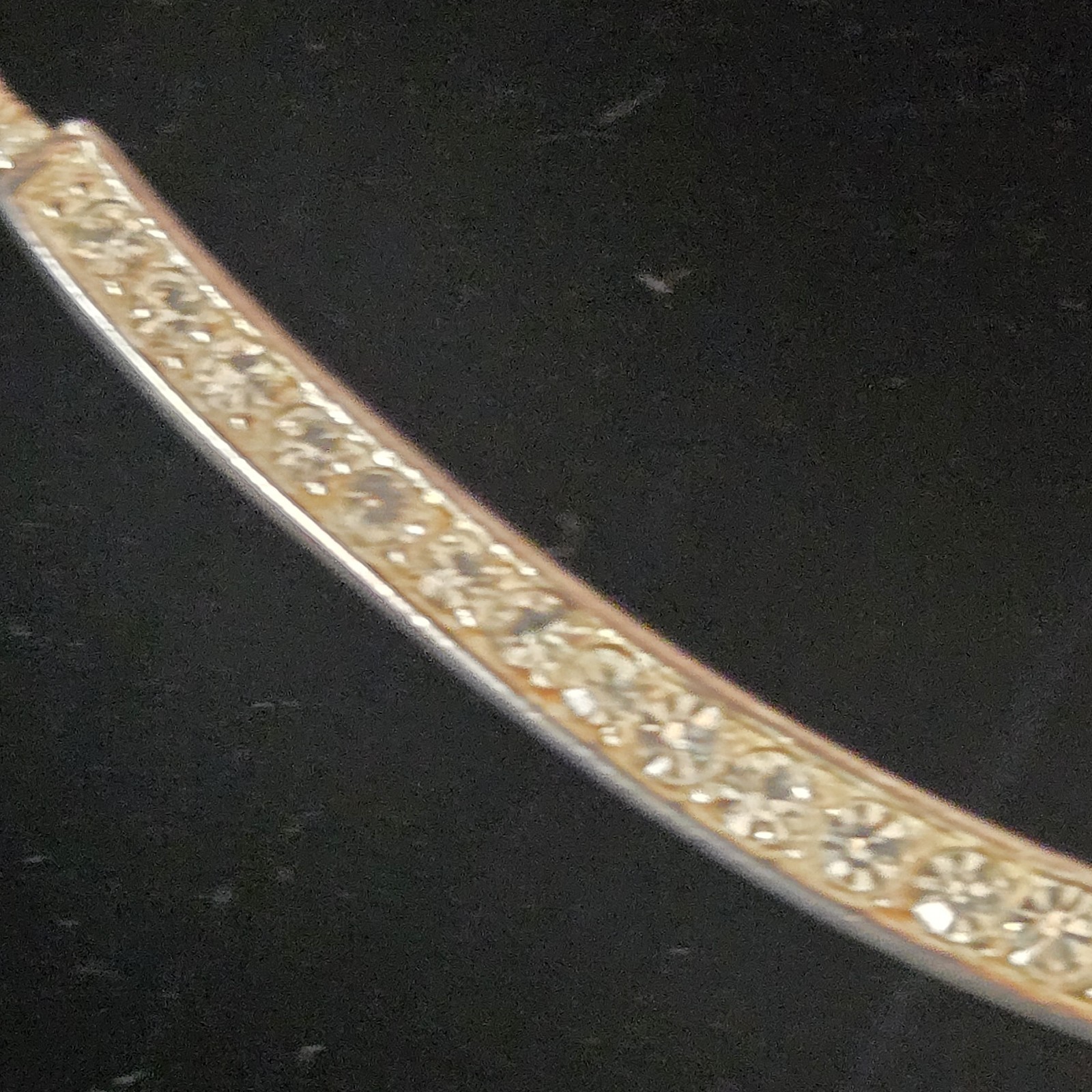 Vintage Necklace Curved 3″ Bar Small Pavé-set Stones on Rope Chain • Silver Tone