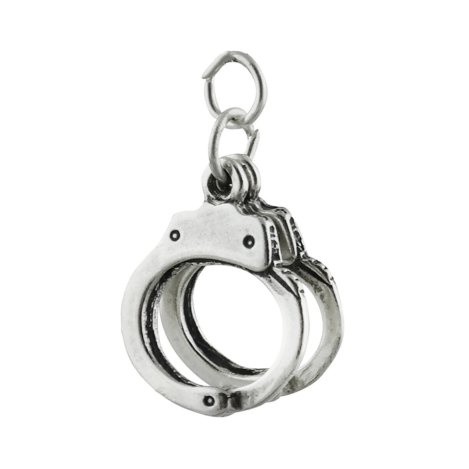 Police Handcuffs 3D 925 Solid Sterling Silver Charm Hand Cuffs MADE IN USA