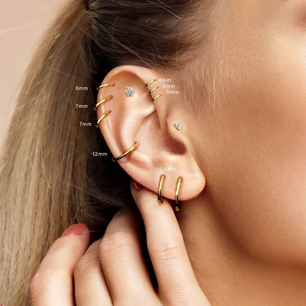 18G 14K Stamped Real Solid Yellow Gold Hinged Clicker Septum Nose Hoop Earrings