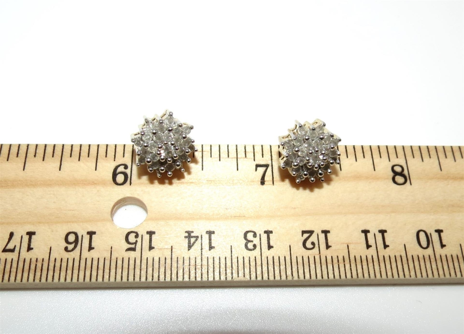 10k gold ZEI designer 2cts+ diamond cluster necklace and earrings