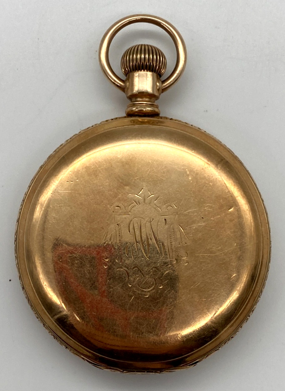 1897 Elgin Pocket Watch 6s Hunter Case Gold Filled Crescent/ Runs, Needs Service