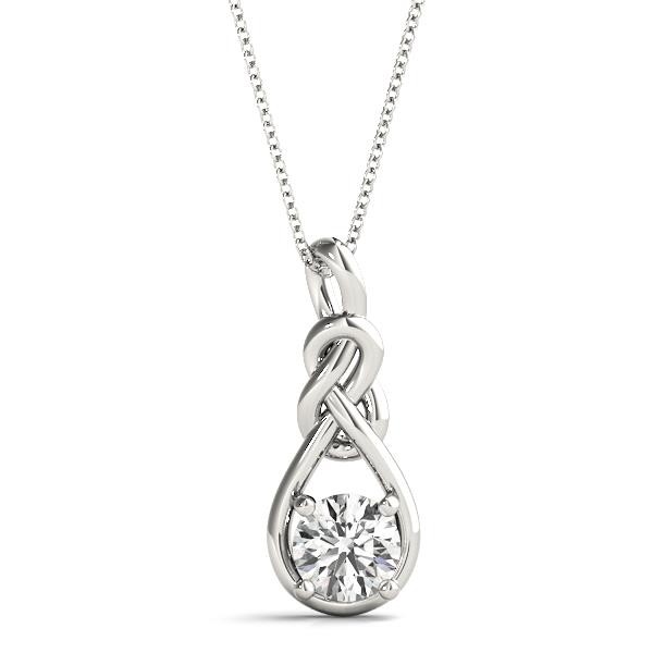 Knot Solitaire Pendant VS F 0.50-1.00 Ct Lab Grown Round Diamond 14K Yellow Gold