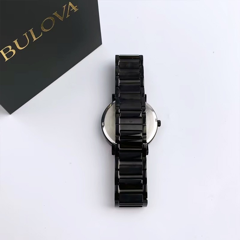 Bulova Men Futuro Modern Black Quartz Calendar Stainless Steel Watch 42mm 98D144