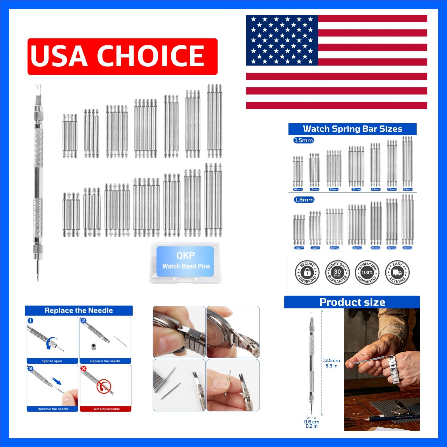 Watch Band Pins, 64Pcs Watch Repair Kit to Replace the Watch Strap, 16mm-28mm…