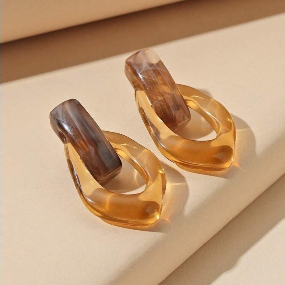 Transparent coffee brown Drop GeometricDangle Earrings
