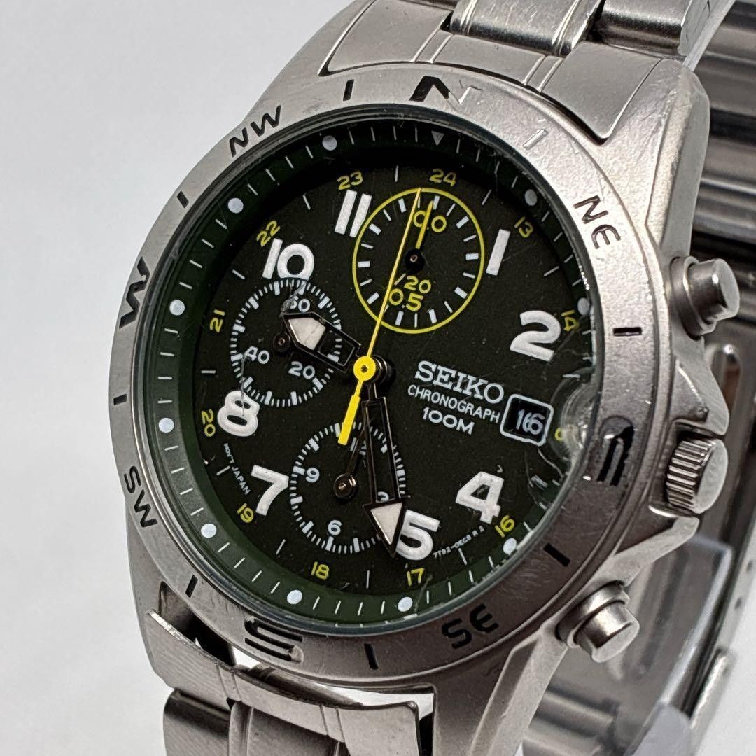 Seiko Chronograph 7T92-0DX0 Quartz Date Men’s Kaiki Military Pilot From Japan