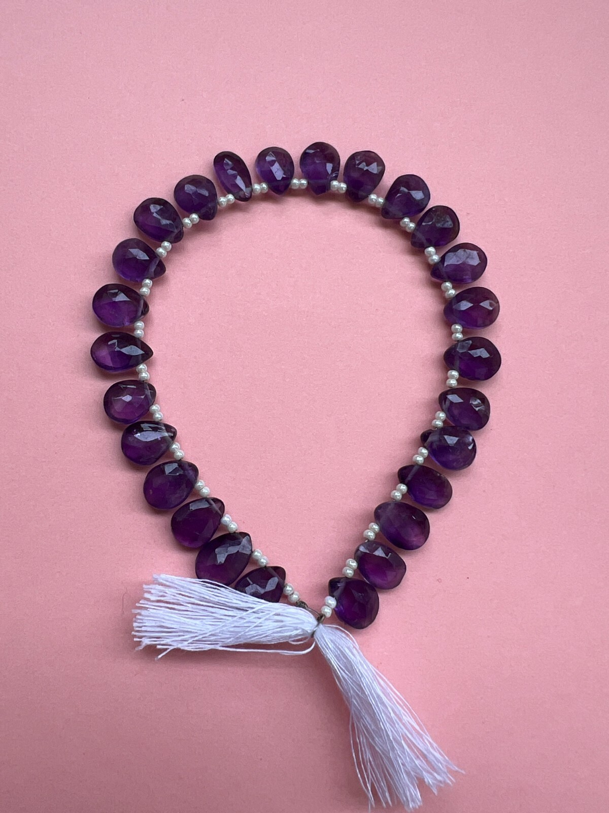 Natural Amethyst Faceted Pear Briolette Beads 1 Strand 8-9mm Teardrop Gemstone