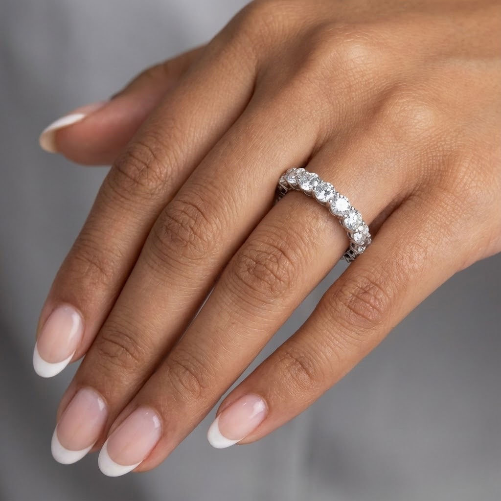 Eternity Wedding Ring Solid Platinum Classic Round 4.75 CT Natural Diamond G SI1