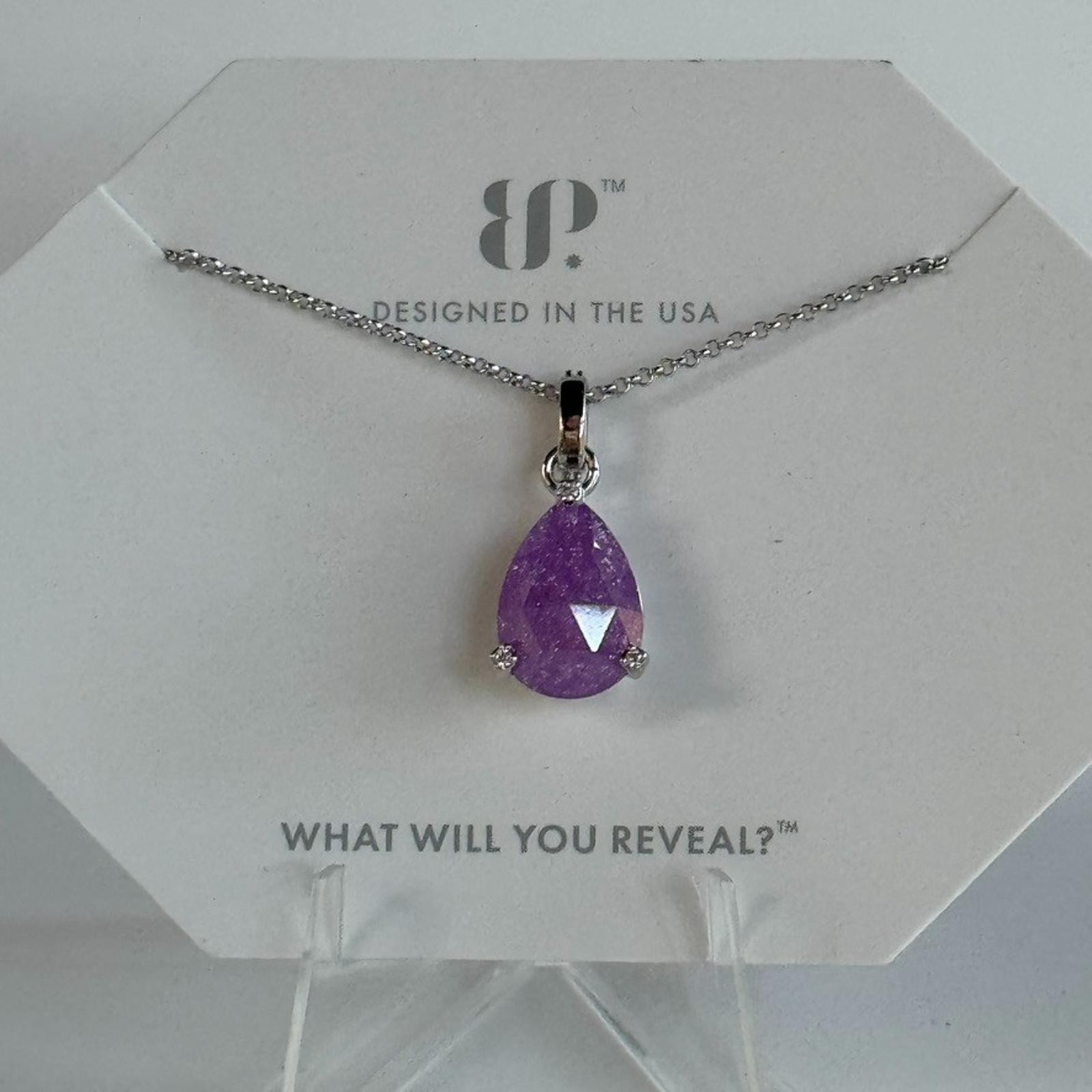 Bomb Party Necklace “Pure Strength” NK19278 Lavender Ice Crystal on Rhodium