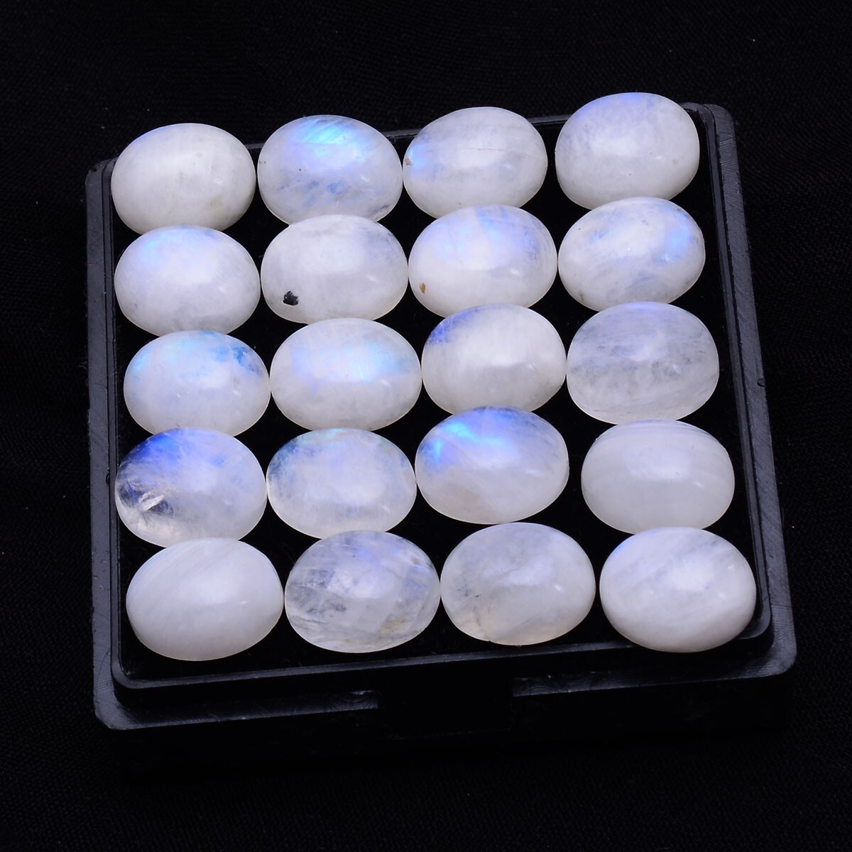 10 Pcs Natural Blue Shine Moonstone 11mm*9mm Oval Cabochon Untreated Gemstones