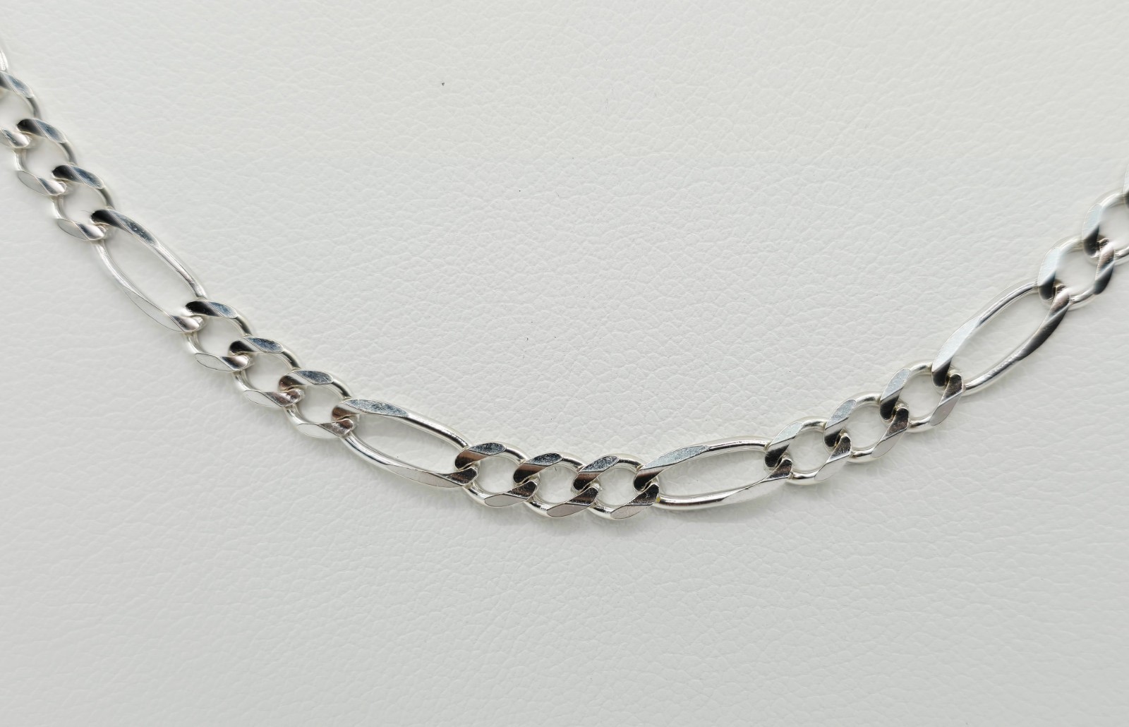 Unique 14K Karat Solid White Gold Designer Figaro Link Chain Necklace – 22.50″ L
