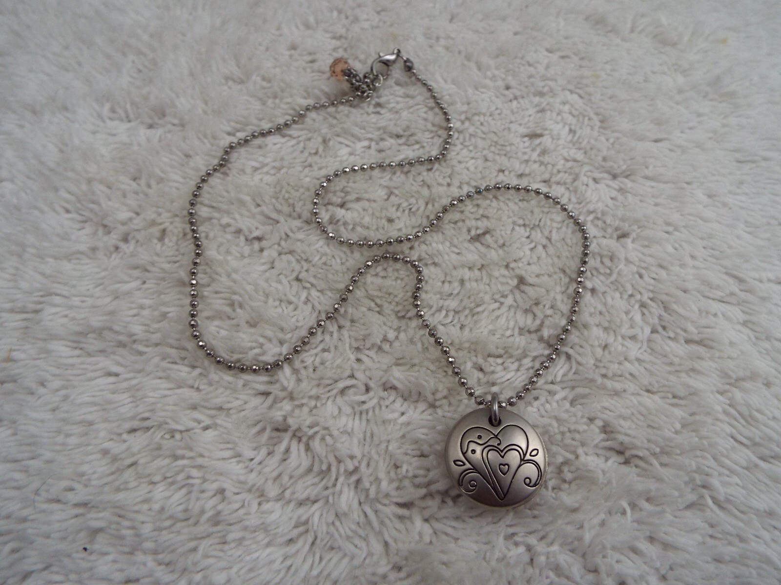 Always In My Heart Silvertone Pendant Necklace (C29)