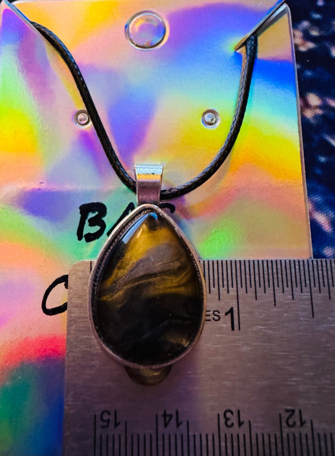 Teardrop Cabochon Necklace One of a kind Hand-Painted by local Ozark Artist.. Me