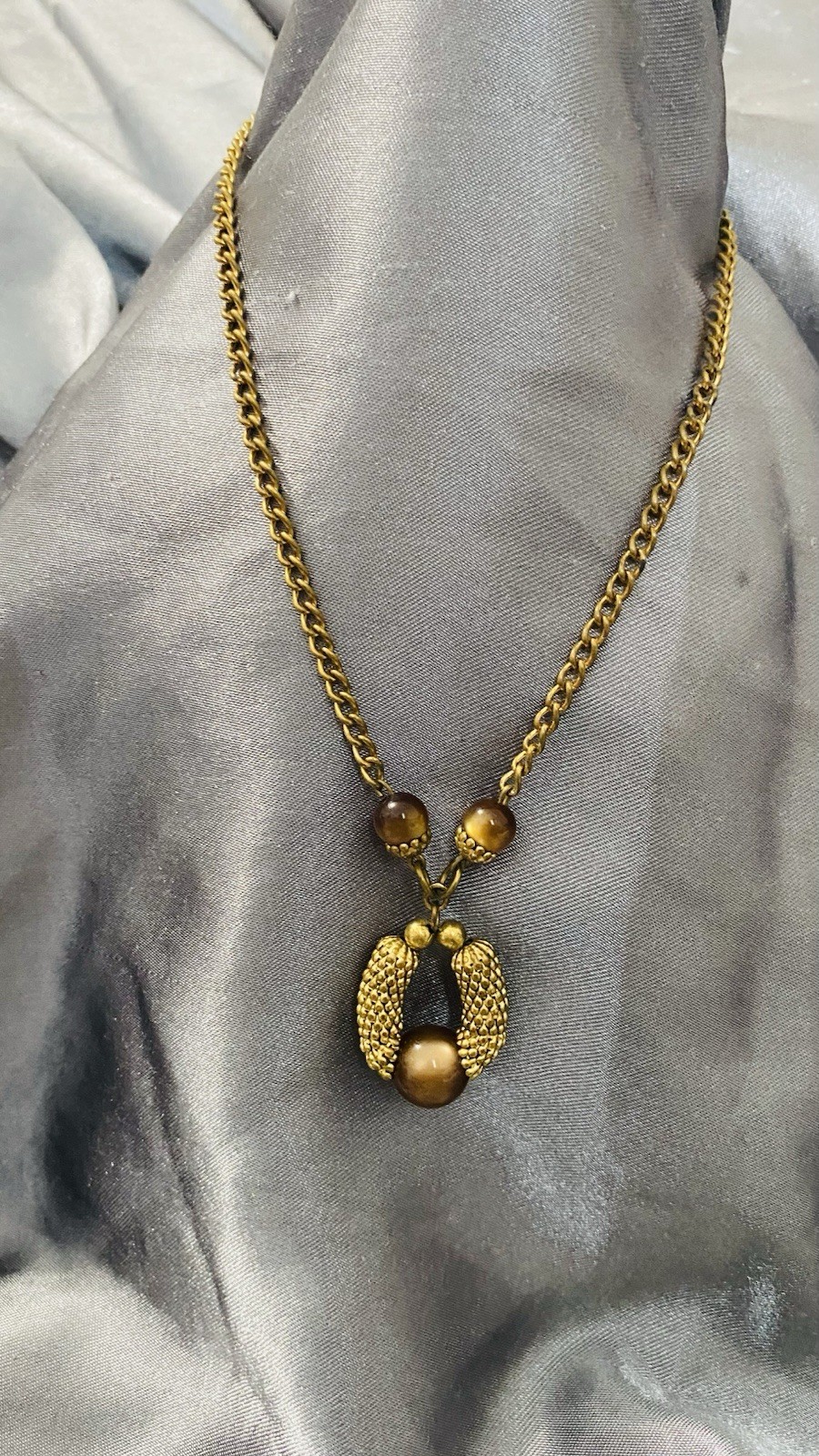 Mcm 20 In Tiger Eye Accent Goldtone Necklace