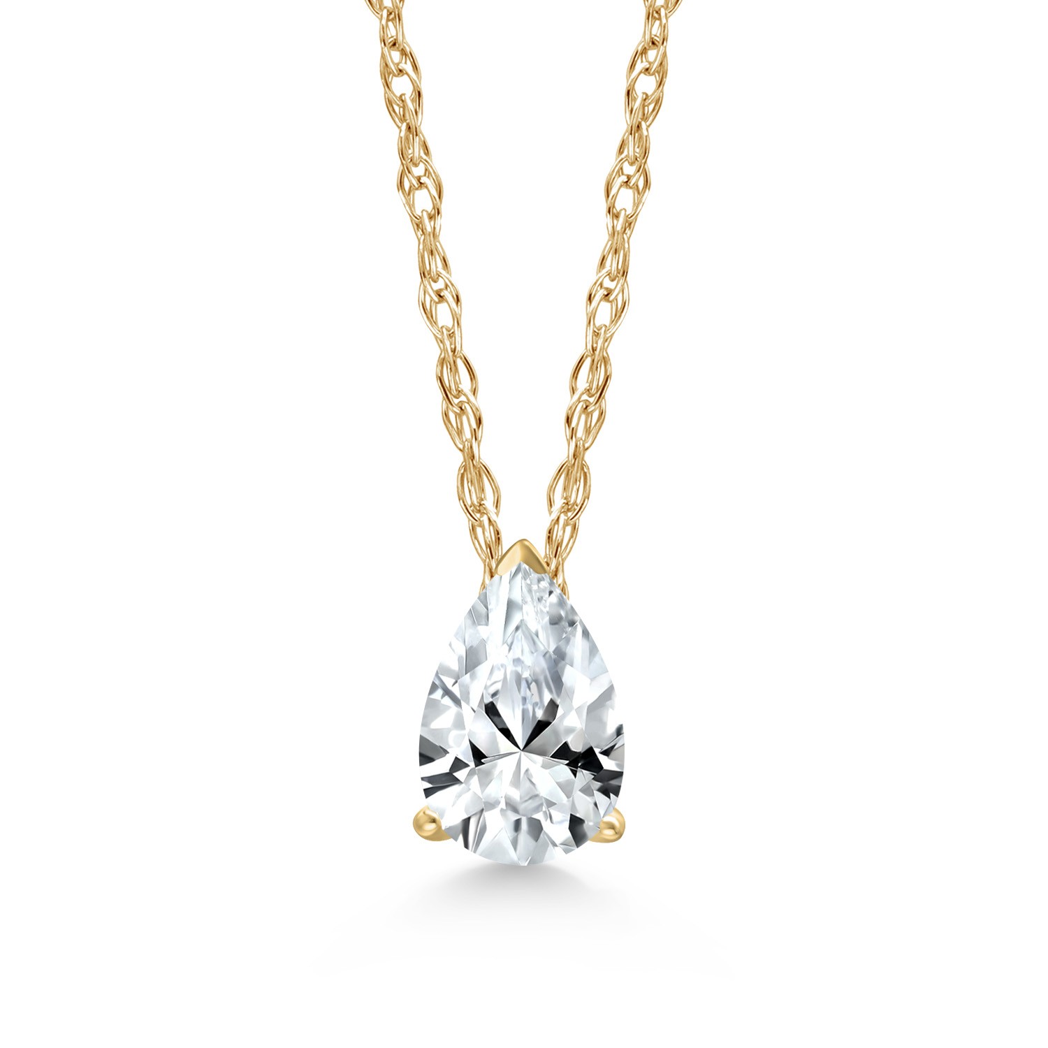 14K Yellow Gold Gemstone Birthstone Teardrop Pendant Necklace | Pear Shape