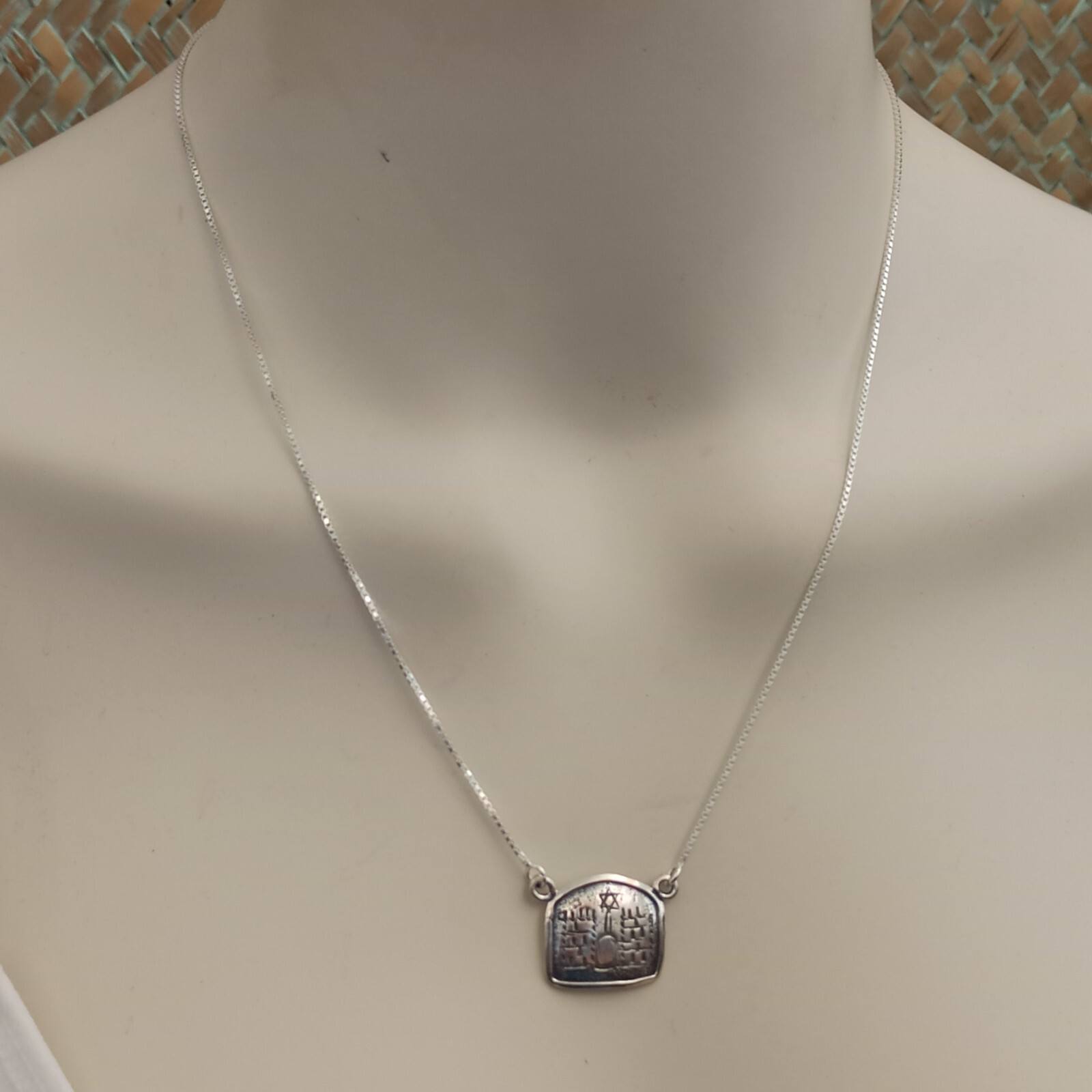 Vintage Star of David Necklace 90s Israel Artisan Silver 925 Judaica Gift Box 19